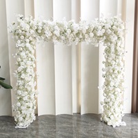 NINI Arche de fleurs blanches de luxe pour scène de mariage, arrangement floral en vinyle durable et écologique, 6-8 pieds, pour banquets, fêtes et événements
