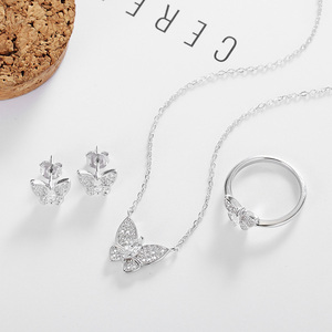 Conjuntos de joyería POLIVA, conjunto de collar de joyería de oro nupcial, Plata de Ley 925, Zirconia Aaa cúbica, elegante mariposa India blanca 8,6G - Product Image 6