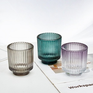 Barattoli in Vetro Trasparente Scanalato con Coperchio in Bambù, Contenitori Vuoti per Candele per Creare Candele da Matrimonio - Product Image 3