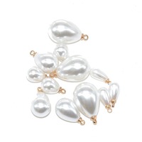 Pendentifs en forme de goutte d'eau en ABS avec perles et boucles, breloques pendantes beiges pour la fabrication de bijoux (boucles d'oreilles, colliers, bracelets) DIY