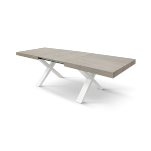 Sofia Extendable <b>Dining</b> <b>Table</b> 160 To 240 Cm Pearl Elm <b>Top</b> White Crossed Legs Internal Use - Product Image 2