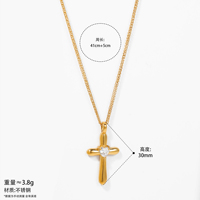 Collier pendentif croix en acier inoxydable plaqué or 18 carats, collier croix minimaliste délicat pour femmes, bijoux tendance