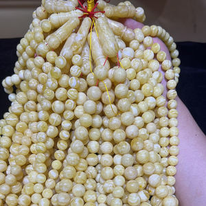 La pietra ambrata russa naturale è realizzata con una struttura in pelle di tigre bianca di alta qualità opaca e perline di preghiera musulmane complete da 10-14mm - Product Image 3