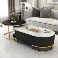 Table basse ovale de luxe de dalle de roche de conception moderne accessible pour de petits appartements