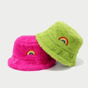 Sombreros de Pescador Peludos con Bordado de Logotipo Personalizado y Diseño de Arcoíris - Product Image 3