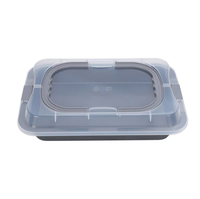 Plaque de cuisson rectangulaire portable en acier au carbone antiadhésive avec couvercle en plastique, ustensile de cuisson pour gâteaux au four