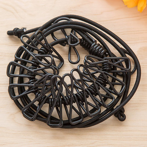 Portable Travel Clothesline With 12 <b>Clips</b> Elastic Clothespins Round Shape <b>Hook</b> Type Storage For Bedroom Living Room Desktop - Product Image 2
