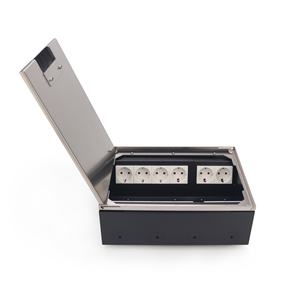Caja de Piso Empotrada de Acero Inoxidable con Puertos Duales de Energía y Datos para Uso en Oficina, Altura Ajustable - Product Image 4