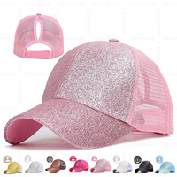 Gorras de Béisbol con Visera Curva Transpirable, Directas de Fábrica, Logotipo Bordado Personalizado, 6 Paneles, Malla de Algodón, Gorras Trucker con Espacio para Cola de Caballo