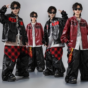 Conjunto de Chaqueta de Cuero de Hip-hop para Niños y Niñas, Traje de Actuación de Danza Jazz y Street <span class=keywords><strong>Dance</strong></span>, Primavera-Verano 2026 - Product Image 3