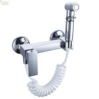Ensemble de robinetterie de bidet musulman carré portatif avec douchette pulvérisatrice, jet pluie, pour salle de bain et toilettes, avec fonction d'ablation et mitigeur