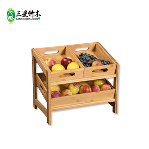 Stackable bamboo <b>vegetable</b> rack, multi-tiered floor-<b>standing</b> fruit and <b>vegetable</b> basket storage rack for home kitchens. - Product Image 4
