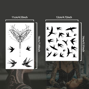 Juego de tatuajes temporales de golondrina <span class=keywords><strong>Tatuaje</strong></span> semipermanente Impermeable y a prueba de sudor Duradero 2 semanas Brazo antifricción herbal realista - Product Image 4