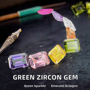 Pierres de zircon créées en laboratoire HQ GEMS 5A, couleur orange, taille octogonale émeraude, 3x5mm, 4x6mm, 5x7mm, 10x14mm - Product Image 2