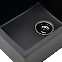 Évier de cuisine professionnel encastré noir 15x19 pouces, fait main, en acier inoxydable nano de calibre 16, cuve simple profonde, avec finition laiton