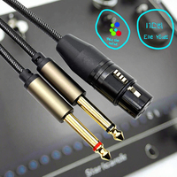 Câble répartiteur XLR femelle à 3 broches vers double Y de 1/4 pouces, cordon adaptateur convertisseur audio XLR femelle vers double prise TS mono de 6.35mm