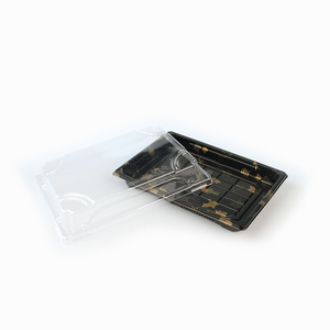 Bandeja Suchi con tapa caja de sushi <span class=keywords><strong>rectangular</strong></span> ecológica plástico PS desechable para llevar contenedores de comida de plástico negro - Product Image 6