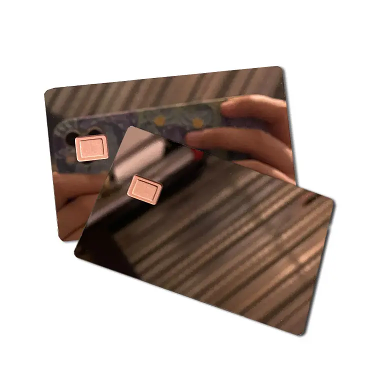 Hot Selling Fast Shipping Mirror Rose Gold 4442/4428 Chip Credit Card Blank Square Slot Metal Card