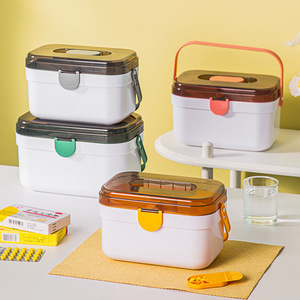 Japanese Style Plastic Medicine Box Large Capacity Double Layer <b>Storage</b> <b>Case</b> With Compartments Portable <b>Pill</b> Organizer - Product Image 1