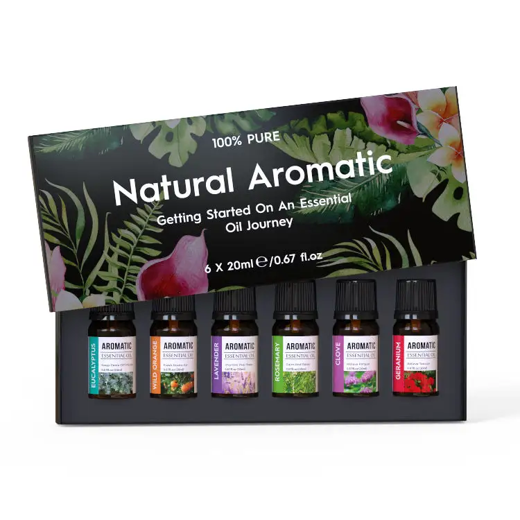 6 paquetes de aceites esenciales de aromaterapia, regalo de etiqueta privada, seguro para masaje, juego de aromaterapia de 10ml para relajación y calma