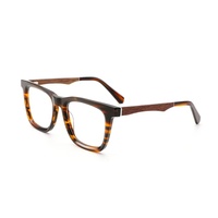 Monture optique sur mesure en acétate carré avec branches effet bois, de haute qualité, tendance, unique et stylée pour la vie quotidienne