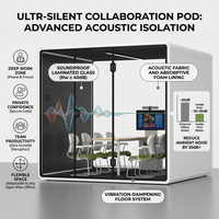 Cabina Acústica Modular Insonorizada para Reuniones, 35dB, para 6 Personas, con Ventilación y LED, para Salas de Espera de Aeropuertos y Espacios Abiertos