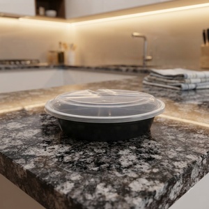 Boîte alimentaire ronde en plastique PP avec couvercle transparent et 3 compartiments, boîte de préparation de repas jetable pour plats à emporter et stockage alimentaire - Product Image 1
