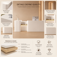 Comptoir de réception moderne et minimaliste en MDF sur mesure avec éclairage LED pour salon de beauté, hall d'hôtel