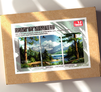 Pintura por Números para Adultos, Kit de Pintura al Óleo Digital DIY de 3 Piezas con Paisaje de Montaña y Río, para Regalo