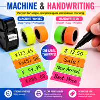 Étiquettes de prix couleur à une seule ligne pour pistolets d'étiquetage, autocollants de marquage des prix pour usage industriel dans les magasins de détail et les supermarchés