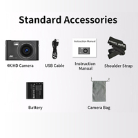 Le plus récent appareil photo numérique HD 4K 3.0 ''écran tactile IPS avec lumière flash et fonction MP3 appareil photo étudiant pour la photographie