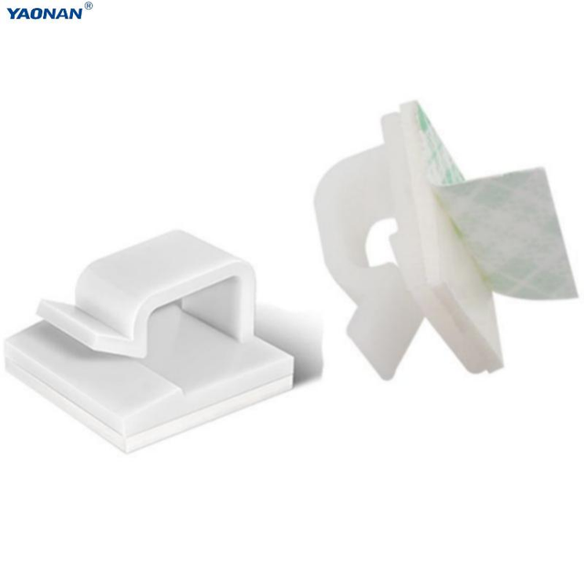 Self Adhesive Cable Clips Transparent Plastic Wire Holder, No Drill Cord Fixer for Desk Wall Car Cable Management