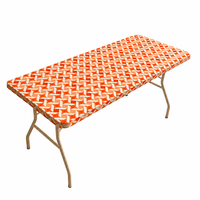 Nappe jetable rectangulaire en PEVA à bords élastiques, motif losanges orange et blanc, imperméable, pour événements, en gros