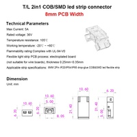 Connecteur rapide sans soudure en forme de L et en forme de T pour bande LED, 2 broches, 8 mm, 10 mm, clip pour ruban LED COB SMD, connexion d'angle