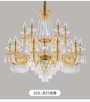 MEEROSEE Grand Long Lustre En Or En Alliage De Zinc Lustres Classiques Lampes Suspendues pour Villa Escalier Maison Hôtel MD98076