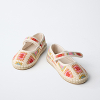 Chaussures plates Mary Jane pour enfants, couleur personnalisée, dessus en espadrille, chaussures de cérémonie pour filles, semelle antidérapante et rembourrée