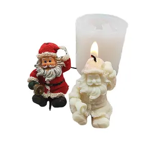 DIY手工蜡烛肥皂圣诞礼品模具3D圣诞树圣诞老人形状蛋糕装饰装在袋子包装中