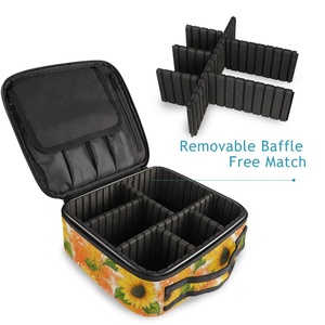 Custom Daisy Flower Travel <b>Makeup</b> Train <b>Case</b> <b>Makeup</b> Cosmetic <b>Case</b> Organizer Portable Artist Storage Bag with Adjustable Divider - Product Image 5