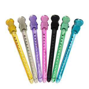 Pinces à cheveux métalliques colorées, idéales pour la coiffure en salon, le positionnement des mèches, la coupe et l'usage quotidien en salon de coiffure - Product Image 1