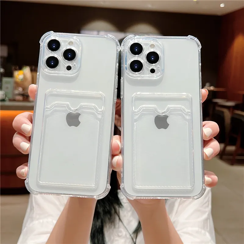 High Quality Transparent Mobile Phone Case for iPhone 14 pro max With Back Card Slot Protective Cell Phone Cover