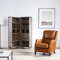 Meuble de rangement à vin en bois haut et décoratif à plusieurs tiroirs pour le salon, style rétro américain
