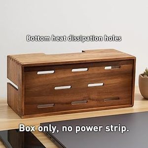 Wooden Cable Management Box Rectangle Single Tier Durable Storage For <b>Electric</b> <b>Wire</b> Earphone <b>Wire</b> Living Room Standing Type - Product Image 5