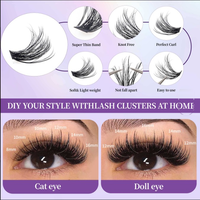 Kit de Cils en Grappes IY pour Application à Domicile, Plateau d'Extension de Cils avec Brosse Applicatrice pour Artistes de Salon, Cils en Gros