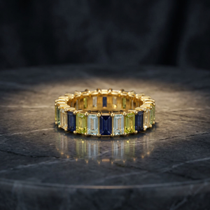 Bague S925 plaquée or 14K avec saphir bleu naturel, topaze blanche et péridot bleu ciel, personnalisable, vente au détail, OEM, ODM, tendance pour les fêtes - Product Image 2