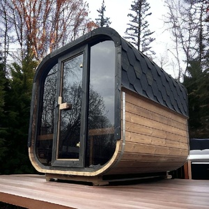 Canadian Đỏ Cedar rắn gỗ ngoài trời Cube phòng tắm hơi cho 2-6 người 6KW ướt chức năng hơi nước với bảng điều khiển - Product Image 2