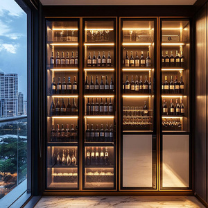 Living Room Customized Luxury Commercial Free Standing Wine Storage Cabinet Glass Cellar 2503118 Wine Stopper Display Rack - Product Image 1