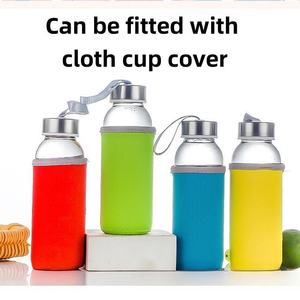 Logo personnalisé 750ml bouchon rond en verre de sodium-calcium transparent pour bouteille d'eau de sport avec couvercle à brosse et manchon pour jus - Product Image 3