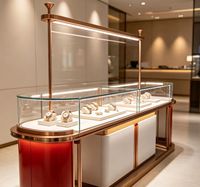 Comptoir et vitrine de présentation de bijoux GZowin avec éclairage LED en verre, couleurs personnalisables - Présentoir de magasin écologique