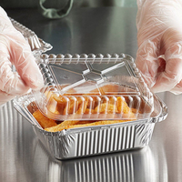 Petit récipient rectangulaire jetable en aluminium avec couvercle en papier PE, emballage individuel pour repas, recyclable, de qualité alimentaire, compact