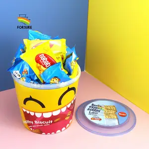 5L Airtight IML Biscuit Box Plastic Popcorn Bucket Nuts Container Big Size Sweets Packaging Box PP Plastic Tub With Lid